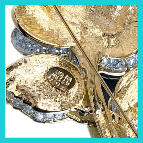 Vintage Oversized Gilded Crystal Pavé Rose Brooch by Nolan Miller, 1990s - Picture 10 of 11